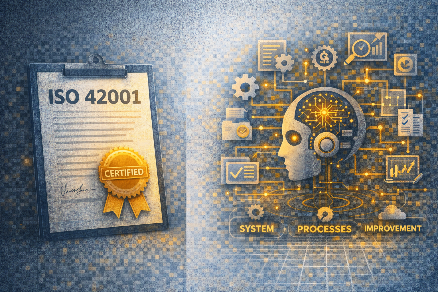 Imagen editorial para el post ISO 42001 no es una medalla: es un sistema de gestion